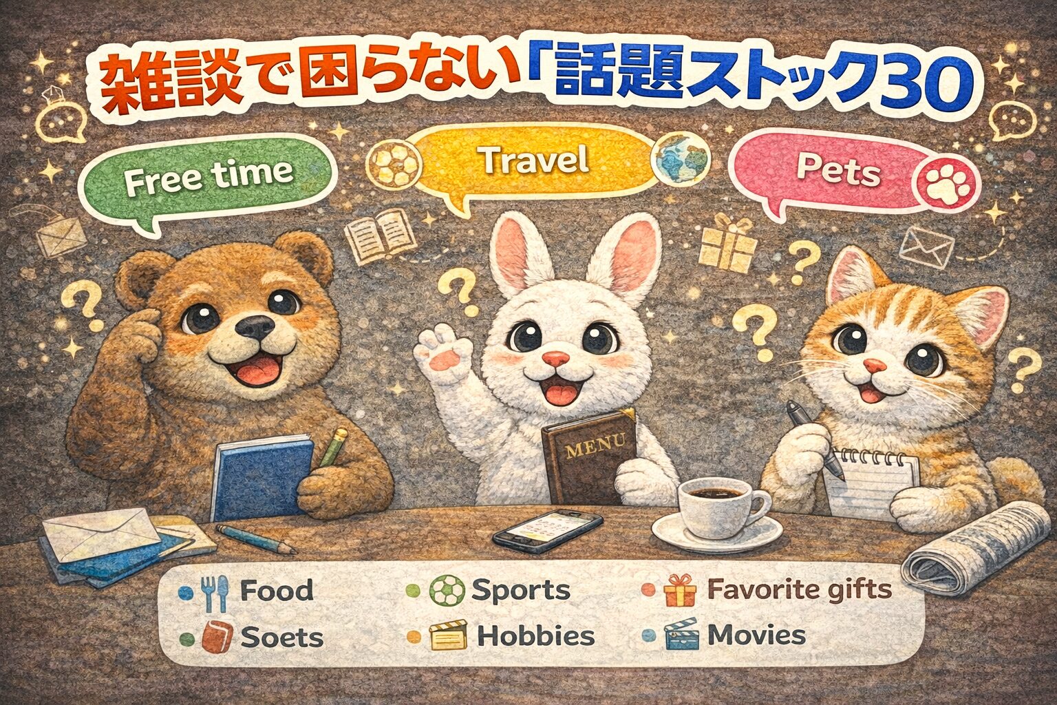 雑談で困らない英語トピック30｜英会話の話題ストックでスモールトークが続く