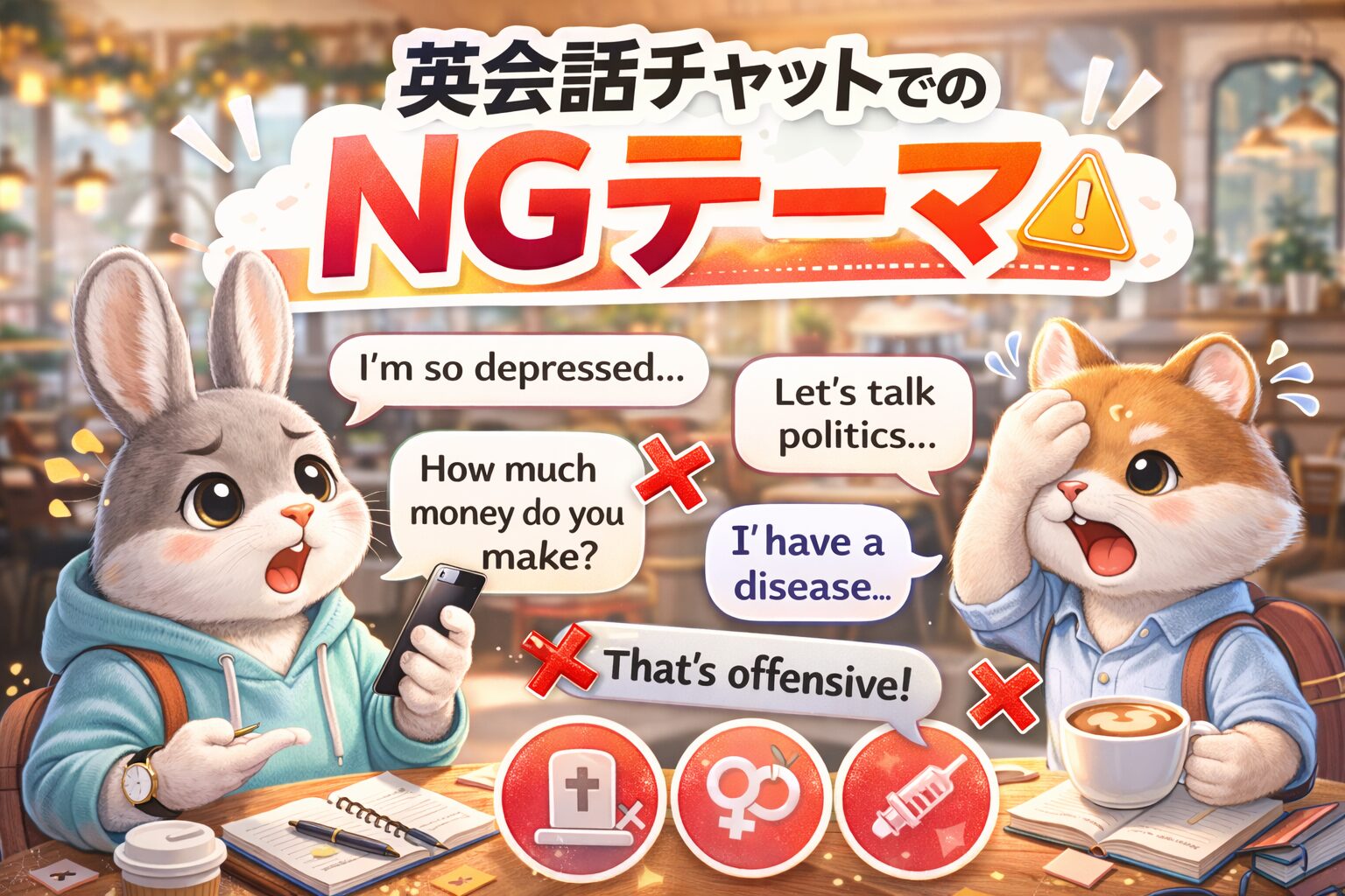 英会話チャットでのNGテーマを初心者向けに解説。